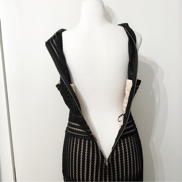 ENDLESS ROSE BLACK LACE CREAM LINING SHEATH MIDI BODYCON COCKTAIL DRESS - S - Picture 6 of 10